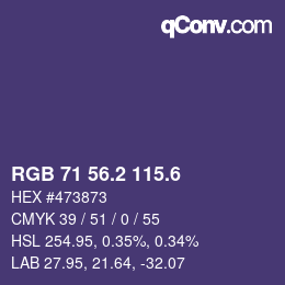 カラーコード: RGB 71 56.2 115.6 | qconv.com