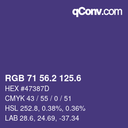 カラーコード: RGB 71 56.2 125.6 | qconv.com