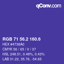 カラーコード: RGB 71 56.2 160.6 | qconv.com
