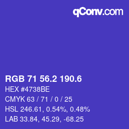 カラーコード: RGB 71 56.2 190.6 | qconv.com