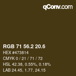 カラーコード: RGB 71 56.2 20.6 | qconv.com