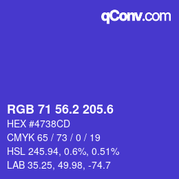カラーコード: RGB 71 56.2 205.6 | qconv.com