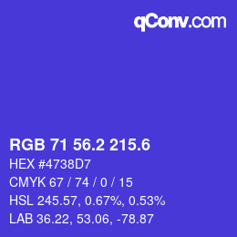 カラーコード: RGB 71 56.2 215.6 | qconv.com