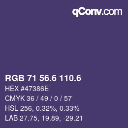 カラーコード: RGB 71 56.6 110.6 | qconv.com