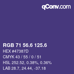 カラーコード: RGB 71 56.6 125.6 | qconv.com
