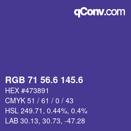 カラーコード: RGB 71 56.6 145.6 | qconv.com