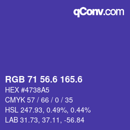カラーコード: RGB 71 56.6 165.6 | qconv.com