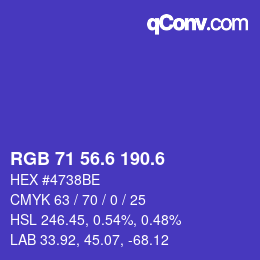 カラーコード: RGB 71 56.6 190.6 | qconv.com