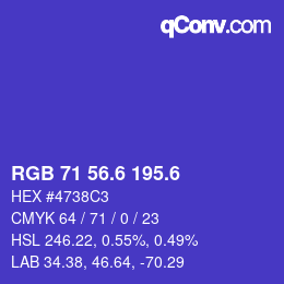 カラーコード: RGB 71 56.6 195.6 | qconv.com