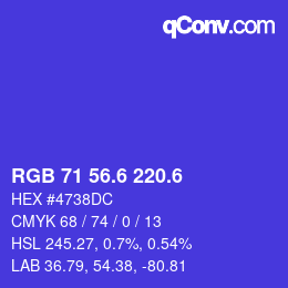 カラーコード: RGB 71 56.6 220.6 | qconv.com