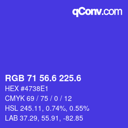 カラーコード: RGB 71 56.6 225.6 | qconv.com