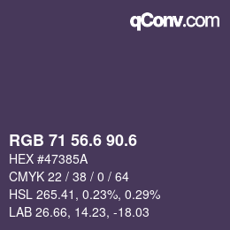 カラーコード: RGB 71 56.6 90.6 | qconv.com