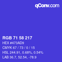 Color code: RGB 71 58 217 | qconv.com