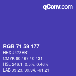 カラーコード: RGB 71 59 177 | qconv.com