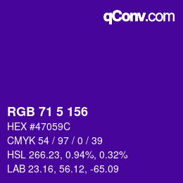 颜色代码: RGB 71 5 156 | qconv.com