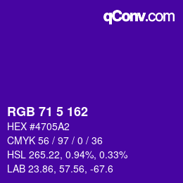 Color code: RGB 71 5 162 | qconv.com