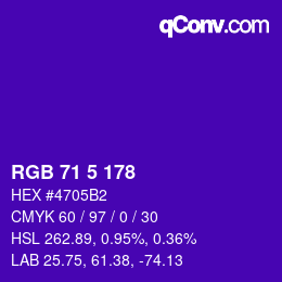Farbcode: RGB 71 5 178 | qconv.com