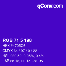 Color code: RGB 71 5 198 | qconv.com