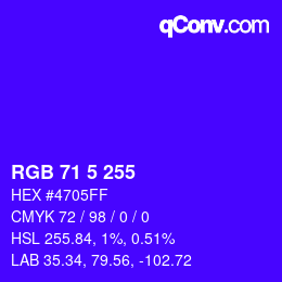 Color code: RGB 71 5 255 | qconv.com