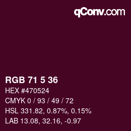 カラーコード: RGB 71 5 36 | qconv.com