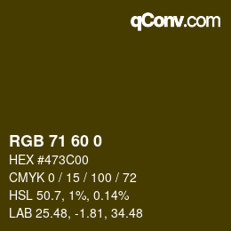 颜色代码: RGB 71 60 0 | qconv.com