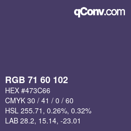 カラーコード: RGB 71 60 102 | qconv.com