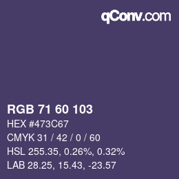 カラーコード: RGB 71 60 103 | qconv.com