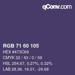 颜色代码: RGB 71 60 105 | qconv.com