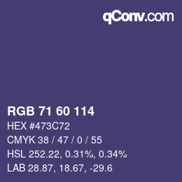 颜色代码: RGB 71 60 114 | qconv.com