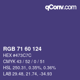 颜色代码: RGB 71 60 124 | qconv.com