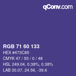 カラーコード: RGB 71 60 133 | qconv.com