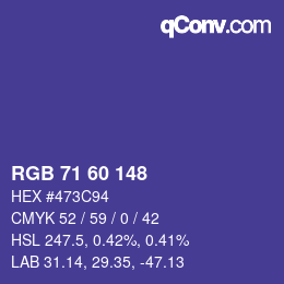 カラーコード: RGB 71 60 148 | qconv.com