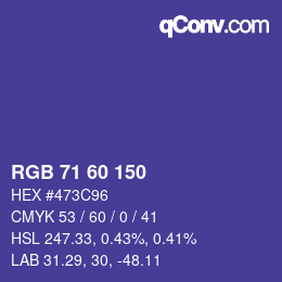 カラーコード: RGB 71 60 150 | qconv.com