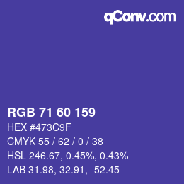 颜色代码: RGB 71 60 159 | qconv.com