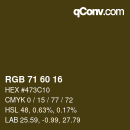 颜色代码: RGB 71 60 16 | qconv.com