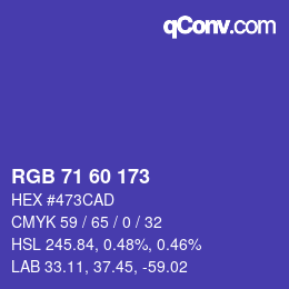 カラーコード: RGB 71 60 173 | qconv.com