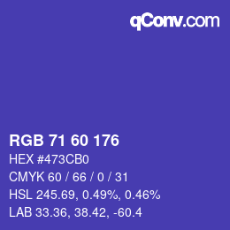 カラーコード: RGB 71 60 176 | qconv.com