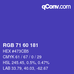 カラーコード: RGB 71 60 181 | qconv.com