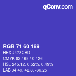 カラーコード: RGB 71 60 189 | qconv.com