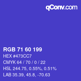 カラーコード: RGB 71 60 199 | qconv.com