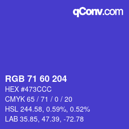 カラーコード: RGB 71 60 204 | qconv.com