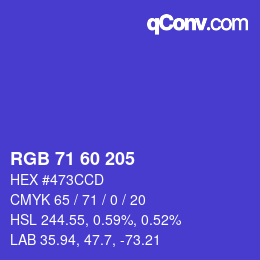カラーコード: RGB 71 60 205 | qconv.com