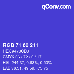 颜色代码: RGB 71 60 211 | qconv.com