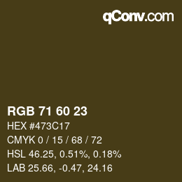 カラーコード: RGB 71 60 23 | qconv.com