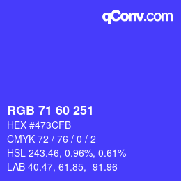 カラーコード: RGB 71 60 251 | qconv.com