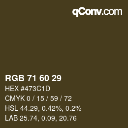 颜色代码: RGB 71 60 29 | qconv.com