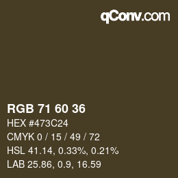 カラーコード: RGB 71 60 36 | qconv.com