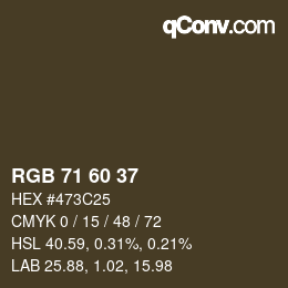 颜色代码: RGB 71 60 37 | qconv.com
