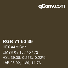 カラーコード: RGB 71 60 39 | qconv.com