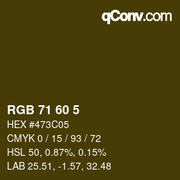 颜色代码: RGB 71 60 5 | qconv.com